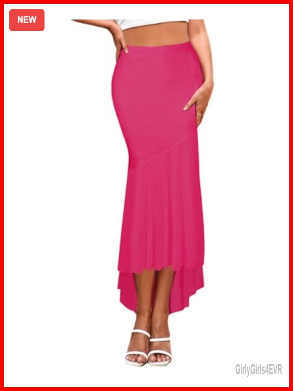 Women High Waist Bodycon Maxi Skirt Fishtail High Low Hem Party Club